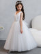V-Neck Tulle Flower Girl Dresses with Satin Bowknot