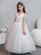 V-Neck Tulle Flower Girl Dresses with Satin Bowknot