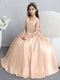 Crew Neck Satin Flower Girl Dresses with Bowknot