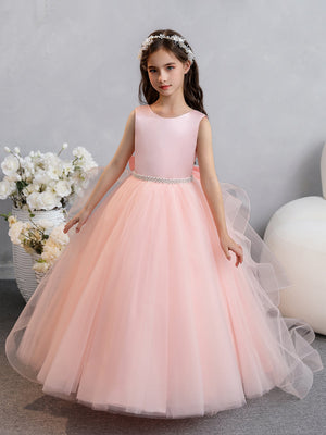 Tulle Ball Gown/Princess Ruffles Flower Girl Dresses With Pearls & Bowknot