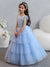 Tulle Ball Gown/Princess Flower Girl Dresses With Tiered Pleats & Rhinestones