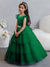 Tulle Ball Gown/Princess Flower Girl Dresses With Tiered Pleats & Rhinestones