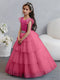 Tulle Ball Gown/Princess Flower Girl Dresses With Tiered Pleats & Rhinestones