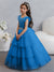 Tulle Ball Gown/Princess Flower Girl Dresses With Tiered Pleats & Rhinestones
