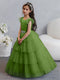 Tulle Ball Gown/Princess Flower Girl Dresses With Tiered Pleats & Rhinestones