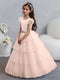 Tulle Ball Gown/Princess Flower Girl Dresses With Tiered Pleats & Rhinestones