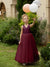 V-Neck Sleeveless Tulle Flower Girl Dresses with Satin Bowknot