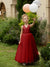 V-Neck Sleeveless Tulle Flower Girl Dresses with Satin Bowknot