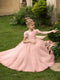 Crew Neck Tulle Flower Girl Dresses with Applique & Satin Bowknot