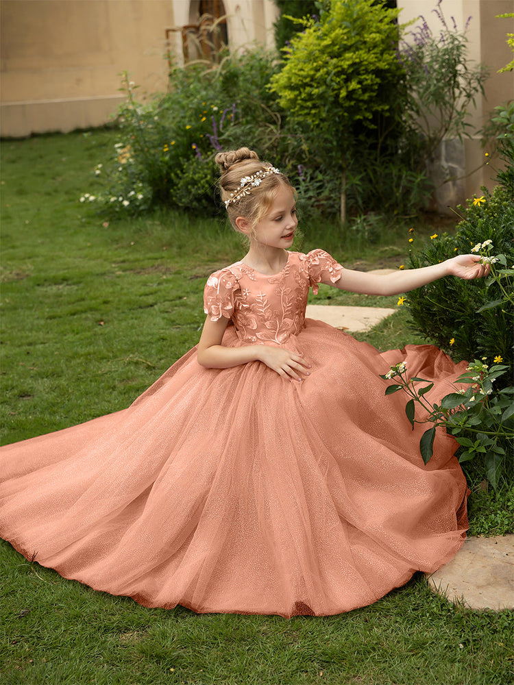 Salmon flower girl dresses hotsell