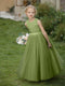 Crew Neck Tulle Flower Girl Dresses with Applique & Sash