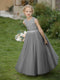 Crew Neck Tulle Flower Girl Dresses with Applique & Sash