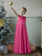Crew Neck Satin Flower Girl Dresses with Pearls & Bowknot