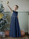 Crew Neck Satin Flower Girl Dresses with Pearls & Bowknot