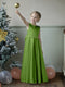 Crew Neck Satin Flower Girl Dresses with Pearls & Bowknot