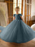 Crew Neck Tulle Flower Girl Dresses with Applique & Satin Bowknot