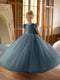 Crew Neck Tulle Flower Girl Dresses with Applique & Satin Bowknot