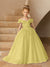 Off-the-Shoulder Tulle Flower Girl Dresses with Pearls