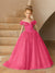 Off-the-Shoulder Tulle Flower Girl Dresses with Pearls