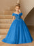 Off-the-Shoulder Tulle Flower Girl Dresses with Pearls