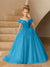 Off-the-Shoulder Tulle Flower Girl Dresses with Pearls