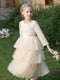 Crew Neck Tulle Flower Girl Dresses with Applique & Tiered Pleats