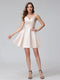 A-Line Sleeveless Satin Short Bridesmaid Dresses with Spaghetti Straps