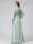 A-Line V-Neck Long Sleeves Chiffon Long Bridesmaid Dresses With Ruffles Split Side