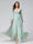 A-Line V-Neck Long Sleeves Chiffon Long Bridesmaid Dresses With Ruffles Split Side