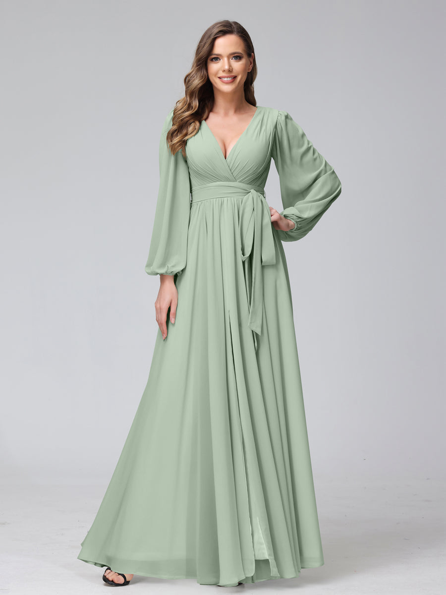 sage green bridesmaid dress with sleeves Chiffon Cape have for your next special event Elegant Sage Green Bridesmaid Dresses