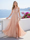 A-Line Off-the-Shoulder Sleeveless Appliqued Chiffon Long Bridesmaid Dresses with Side Slit