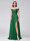 A-Line Off-the-Shoulder Sleeveless Appliqued Chiffon Long Bridesmaid Dresses with Side Slit
