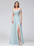 A-Line Off-the-Shoulder Sleeveless Appliqued Chiffon Long Bridesmaid Dresses with Side Slit