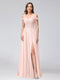 A-Line Off-the-Shoulder Sleeveless Appliqued Chiffon Long Bridesmaid Dresses with Side Slit