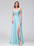 A-Line Off-the-Shoulder Sleeveless Appliqued Chiffon Long Bridesmaid Dresses with Side Slit