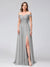 A-Line Off-the-Shoulder Sleeveless Appliqued Chiffon Long Bridesmaid Dresses with Side Slit