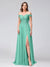 A-Line Off-the-Shoulder Sleeveless Appliqued Chiffon Long Bridesmaid Dresses with Side Slit
