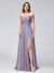 A-Line Off-the-Shoulder Sleeveless Appliqued Chiffon Long Bridesmaid Dresses with Side Slit