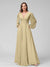 A-Line V-Neck Long Sleeves Long Chiffon Bridesmaid Dresses With Split Side Pockets