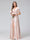 A-Line V-Neck Half Sleeves Long Silk Satin Bridesmaid Dresses With Ruffles Split Side