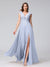 A-Line V-Neck Sleeveless Chiffon Long Bridesmaid Dresses With Applique Split Side