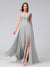 A-Line V-Neck Sleeveless Chiffon Long Bridesmaid Dresses With Applique Split Side