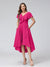 A-Line V-Neck Short Sleeves Asymmetrical Chiffon Bridesmaid Dresses With Pockets