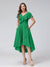 A-Line V-Neck Short Sleeves Asymmetrical Chiffon Bridesmaid Dresses With Pockets