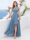 A-Line One-Shoulder Sleeveless Chiffon High Low Bridesmaid Dresses with Pockets