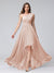 A-Line One-Shoulder Sleeveless Chiffon High Low Bridesmaid Dresses with Pockets