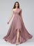 A-Line One-Shoulder Sleeveless Chiffon High Low Bridesmaid Dresses with Pockets