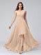A-Line One-Shoulder Sleeveless Chiffon High Low Bridesmaid Dresses with Pockets