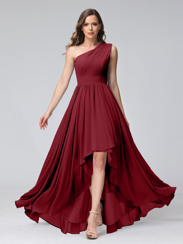 Red high low bridesmaid dresses new arrivals