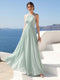 A-Line Halter Sleeveless Ruched Floor-Length Chiffon Bridesmaid Dresses